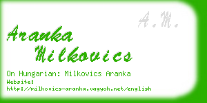 aranka milkovics business card